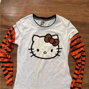 Hello Kitty White and Black Shirt with Orange Sleeves